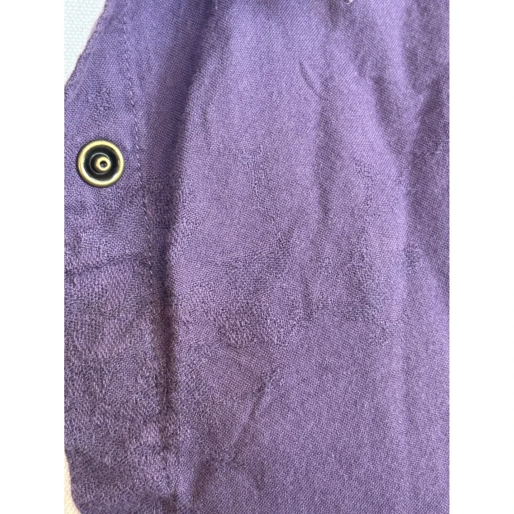 Columbia River Resort Purple Floral Jacquard Snap Button Down Shirt Womens Small